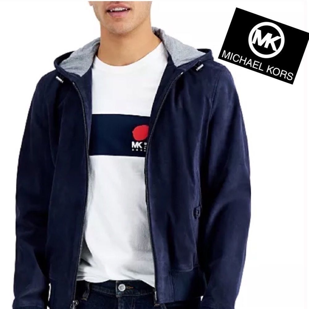 MICHAEL KORS Men’s SUEDE  Shell. Leather Jersey Hoodie  M MSRP. $798